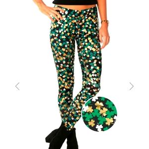 Tipsy Elves St. Patrick's Day Clover NWT Black Leggings XL